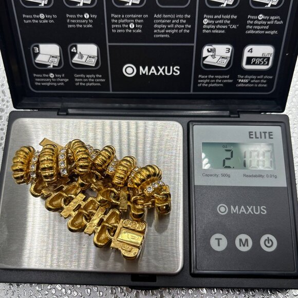 Camrose & Kross Gold-Tone & Rhinestone Link Bracelet JBK Mark 7" - Picture 6 of 10